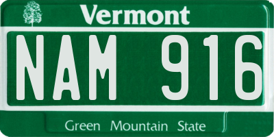 VT license plate NAM916