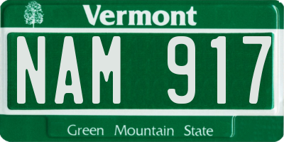 VT license plate NAM917