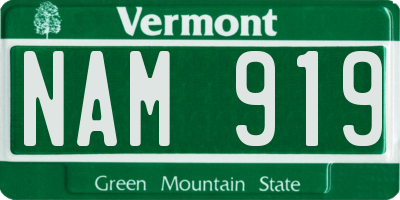 VT license plate NAM919