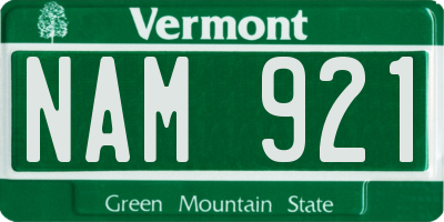 VT license plate NAM921