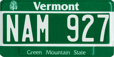 VT license plate NAM927