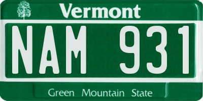 VT license plate NAM931