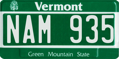 VT license plate NAM935