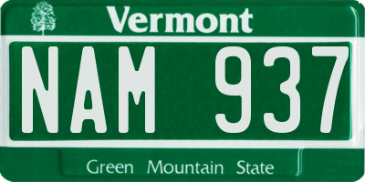 VT license plate NAM937
