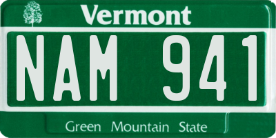 VT license plate NAM941