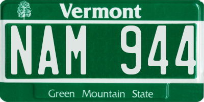 VT license plate NAM944