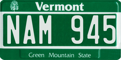 VT license plate NAM945