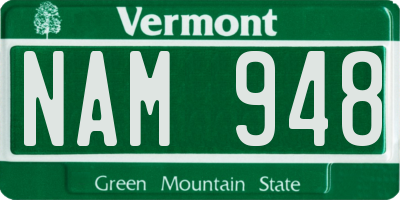 VT license plate NAM948
