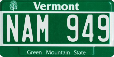 VT license plate NAM949