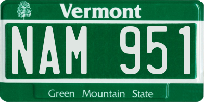 VT license plate NAM951