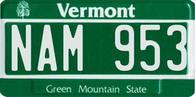 VT license plate NAM953