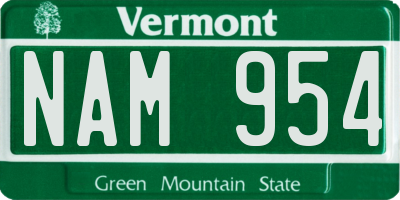 VT license plate NAM954
