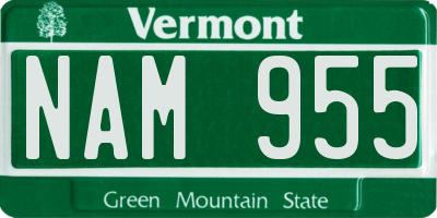 VT license plate NAM955