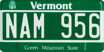 VT license plate NAM956