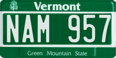 VT license plate NAM957