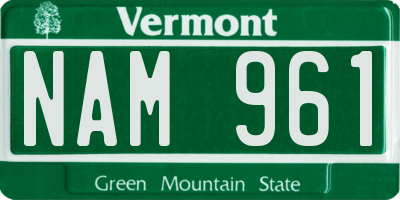VT license plate NAM961