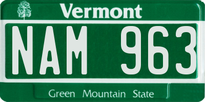 VT license plate NAM963