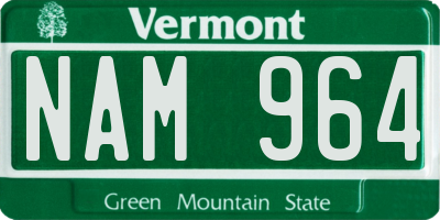 VT license plate NAM964