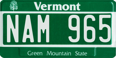 VT license plate NAM965