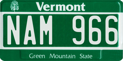 VT license plate NAM966