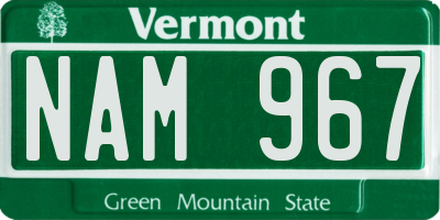 VT license plate NAM967