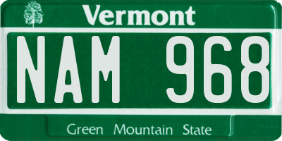 VT license plate NAM968