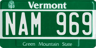 VT license plate NAM969