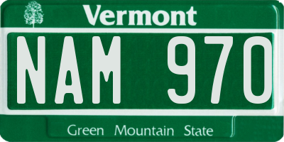 VT license plate NAM970