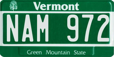 VT license plate NAM972
