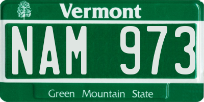 VT license plate NAM973