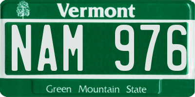 VT license plate NAM976