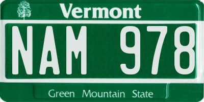VT license plate NAM978