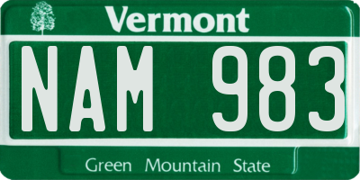 VT license plate NAM983