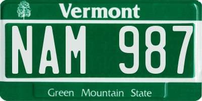 VT license plate NAM987