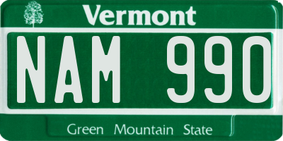 VT license plate NAM990