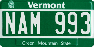 VT license plate NAM993