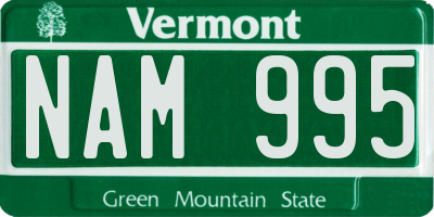 VT license plate NAM995