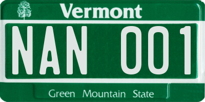 VT license plate NAN001