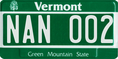 VT license plate NAN002
