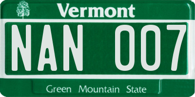 VT license plate NAN007