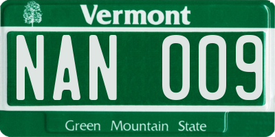 VT license plate NAN009
