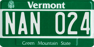 VT license plate NAN024