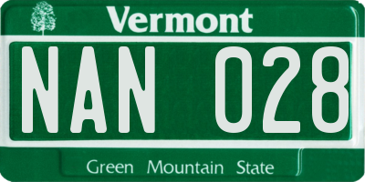 VT license plate NAN028