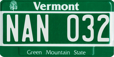 VT license plate NAN032