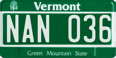VT license plate NAN036