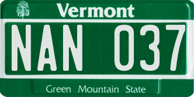 VT license plate NAN037
