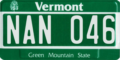 VT license plate NAN046