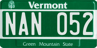 VT license plate NAN052