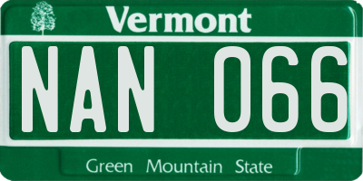 VT license plate NAN066