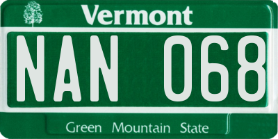 VT license plate NAN068